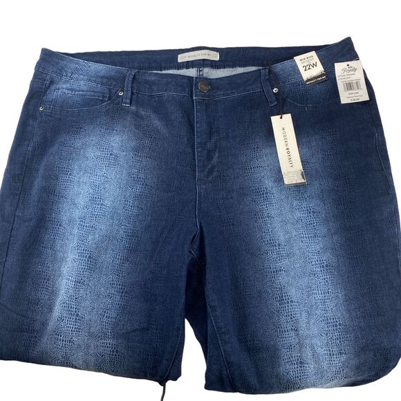 Royalty Skinny Jeans Women's Size 22W Dark Blue Leopard Print Cotton Mid Rise - Picture 9 of 14